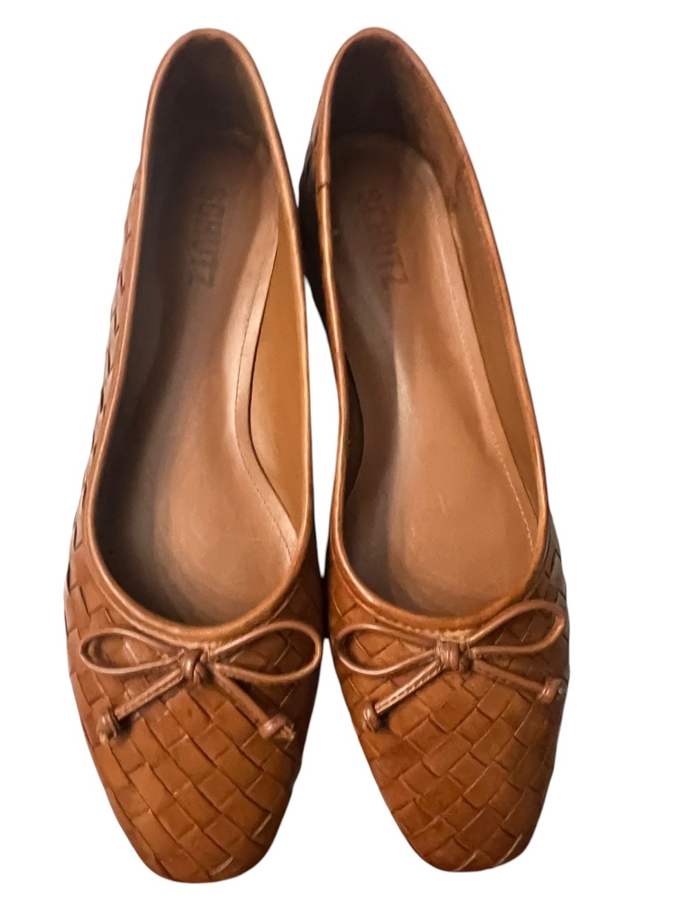 Schutz Arissa Woven Leather Ballet Flats Miele Brown 8.5 NIB - Picture 2 of 5